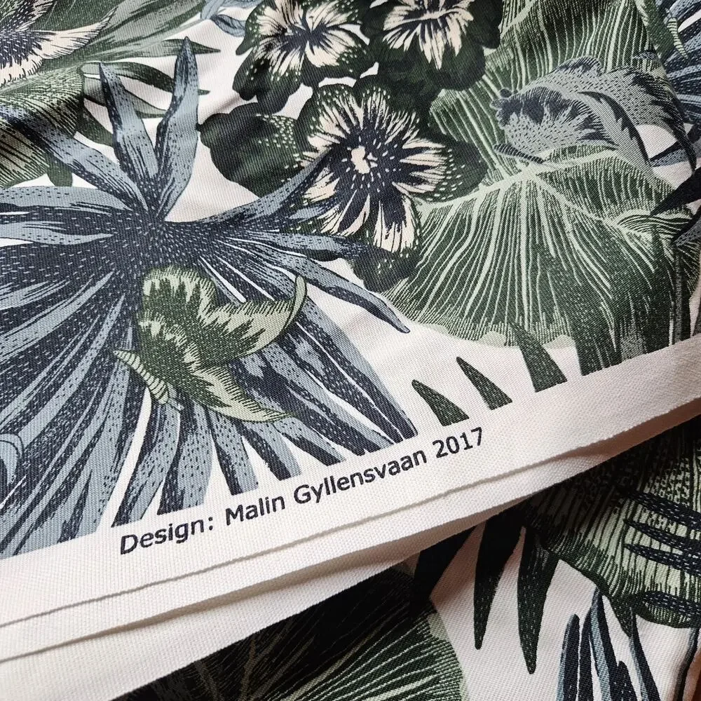 IKEA TORGERD Fabric Malin Gyllensvaan Drapery Upholstery Botanical Green 59x202